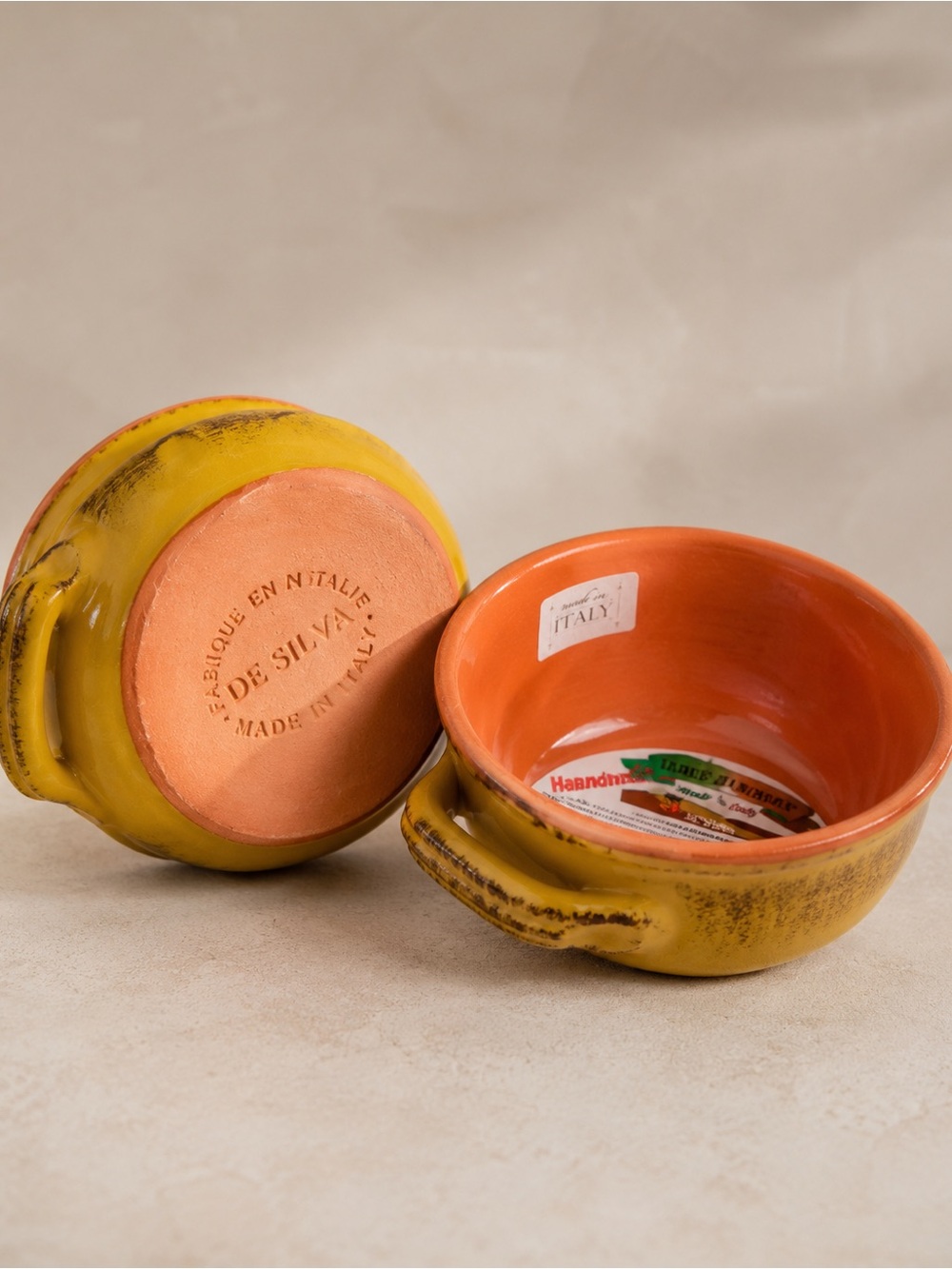 Authentic De Silva - Yellow & Orange Ceramic Ramekin Set - Made in Italy